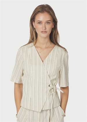 Simmo stripe eyelet bluse Offwhite Neo Noir 